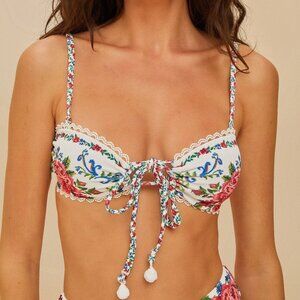 Off-White Flower Tapestry Bikini Top
